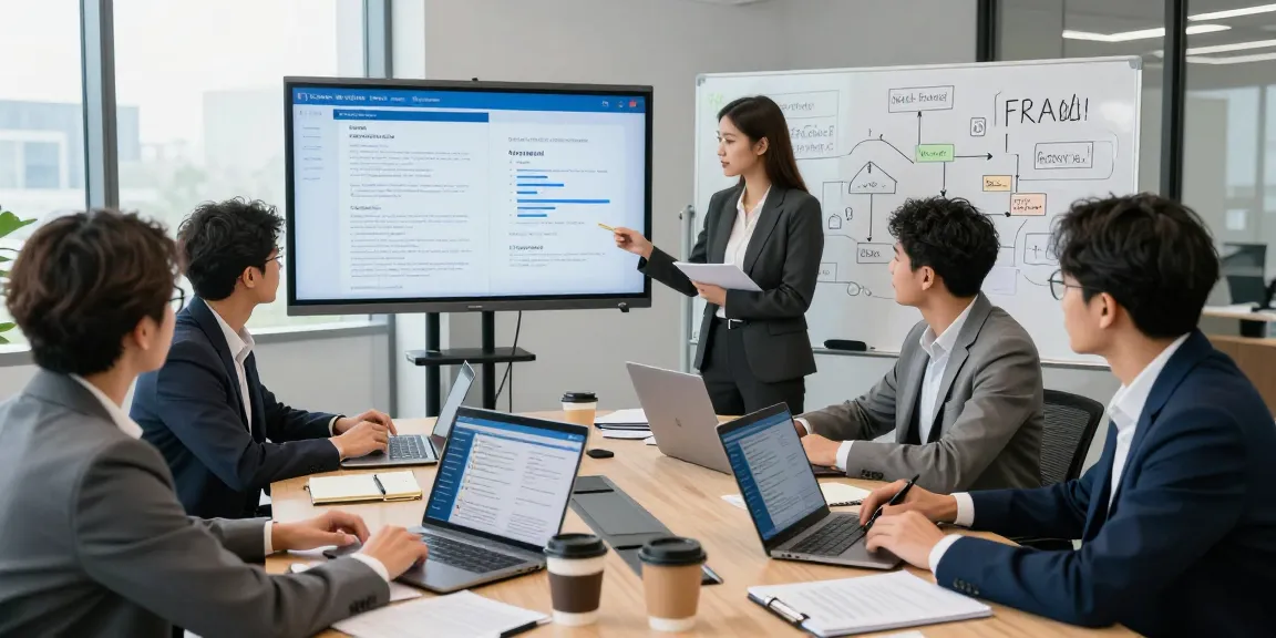 Collaborative team using advanced document fraud detection tools for analysis.