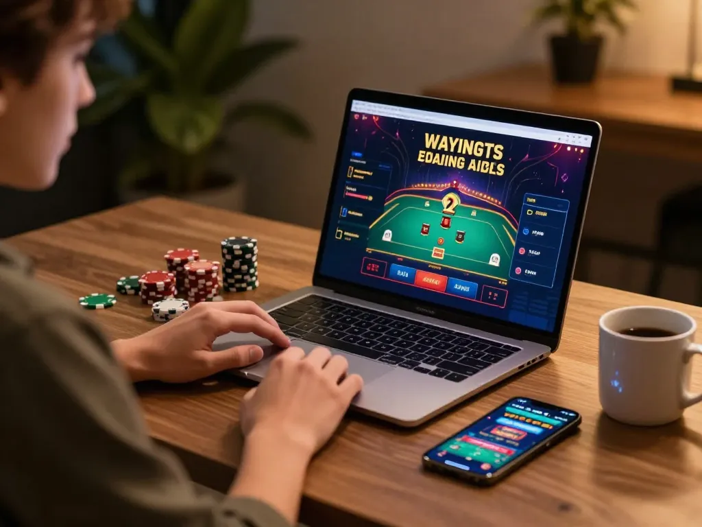 Engaging in online casino games at lucky88 with a cozy gaming setup.