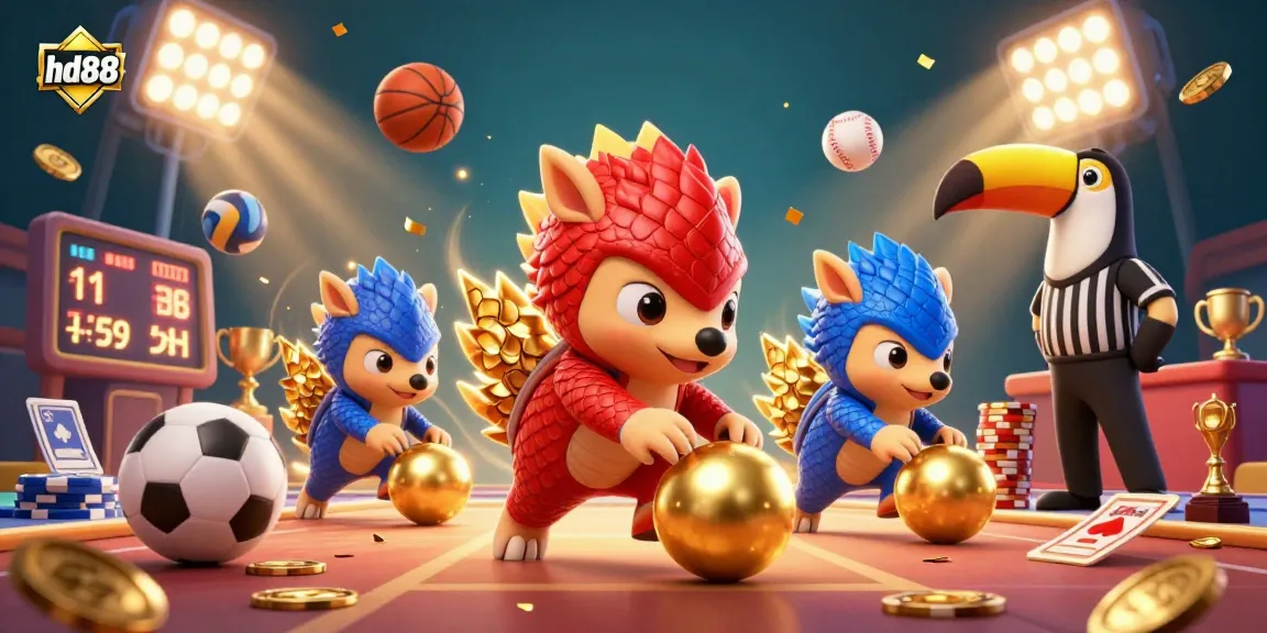 Experience the thrill of hd88 with lively pangolins competing amidst sparkling casino elements.
