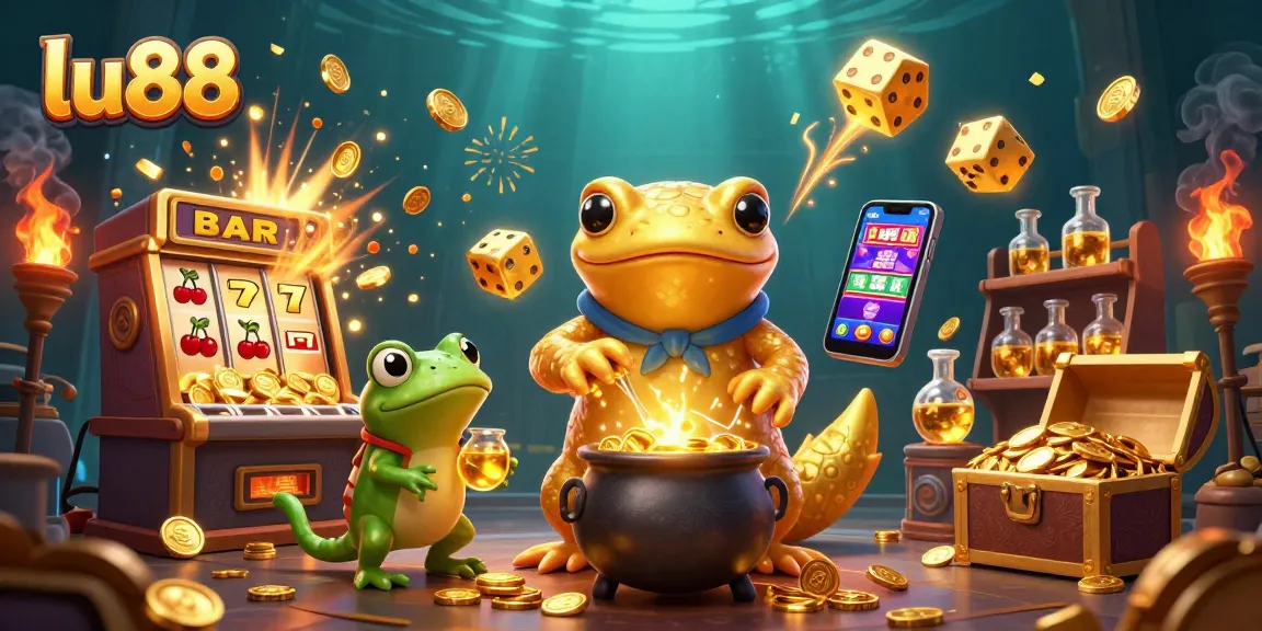Experience the enchanting world of lu88 with a golden salamander alchemist and thrilling casino elements.
