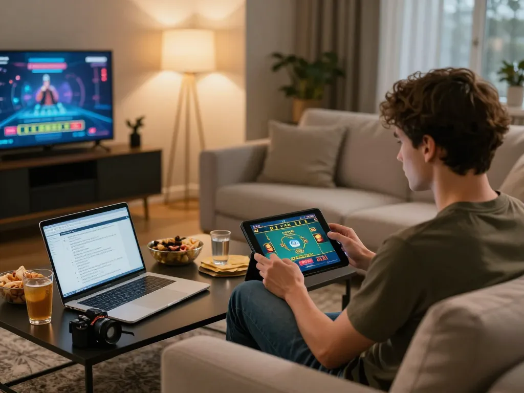 Engaging in online casino fun at home with gg88gs on a tablet for exciting gameplay