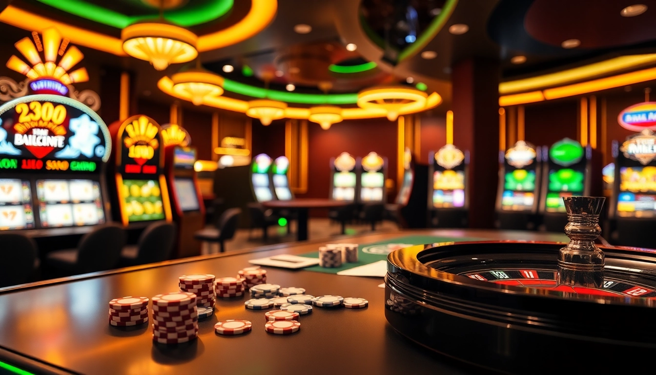 Experience the thrill of gambling at Dominoqiu with vibrant poker chips and luxury slot machines.