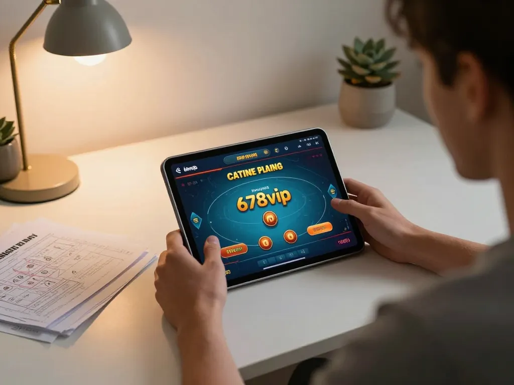 Player enjoying strategies on the 678vip app during an at-home gaming session, focused on gameplay.