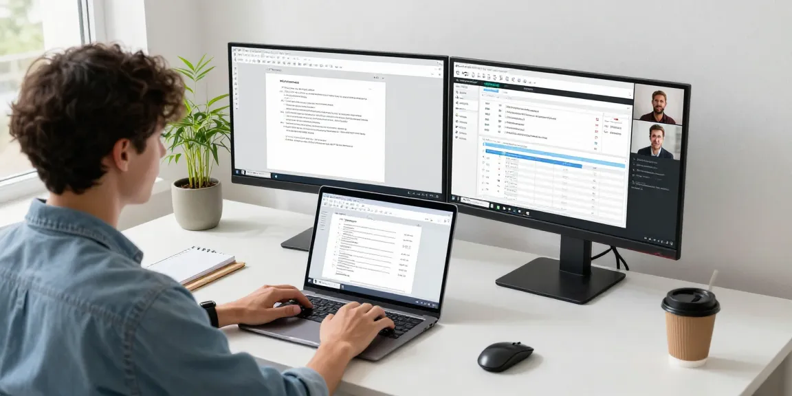 WPS Download showcased on dual monitors in a modern home office setting
