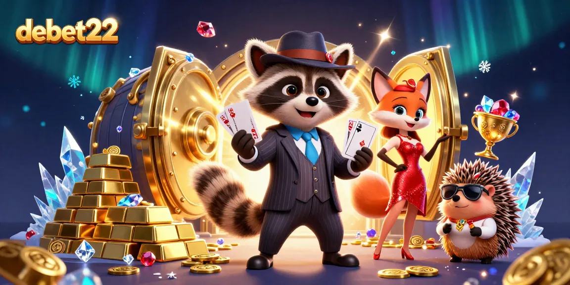 Experience thrilling gameplay with debet22's charismatic characters in a vibrant casino scene.