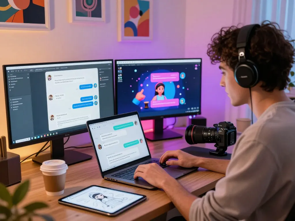 Engaging interaction with Crush on AI chatbot in modern workspace.
