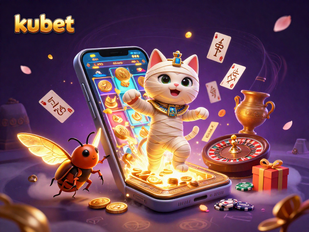 Experience kubet's thrilling gaming adventures with a vibrant 3D illustration of Egyptian-themed casino excitement.