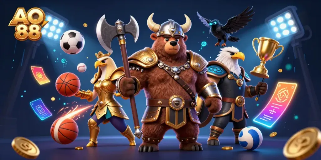 Experience the thrilling world of AO 88 as a Viking bear and Valkyrie eagle showcase epic winning strategies.