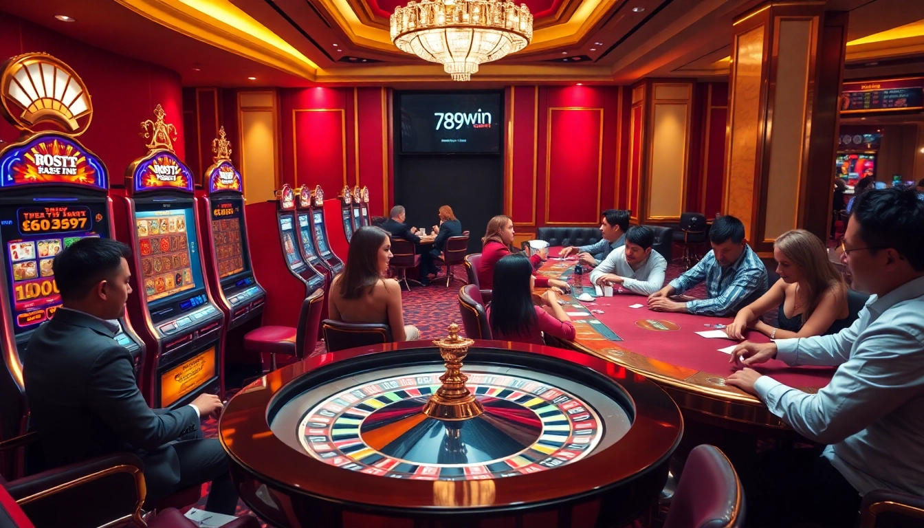 Unique gambling experience at 789win's casino with vibrant slot machines and roulette.