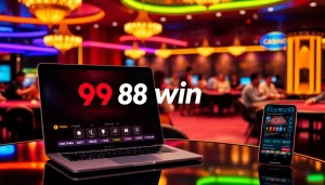 Engaging online casino scene with 98win logo highlighting exciting gameplay and trust.
