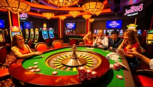 Experience vibrant gameplay at jun88 casino with exciting roulette and poker action.