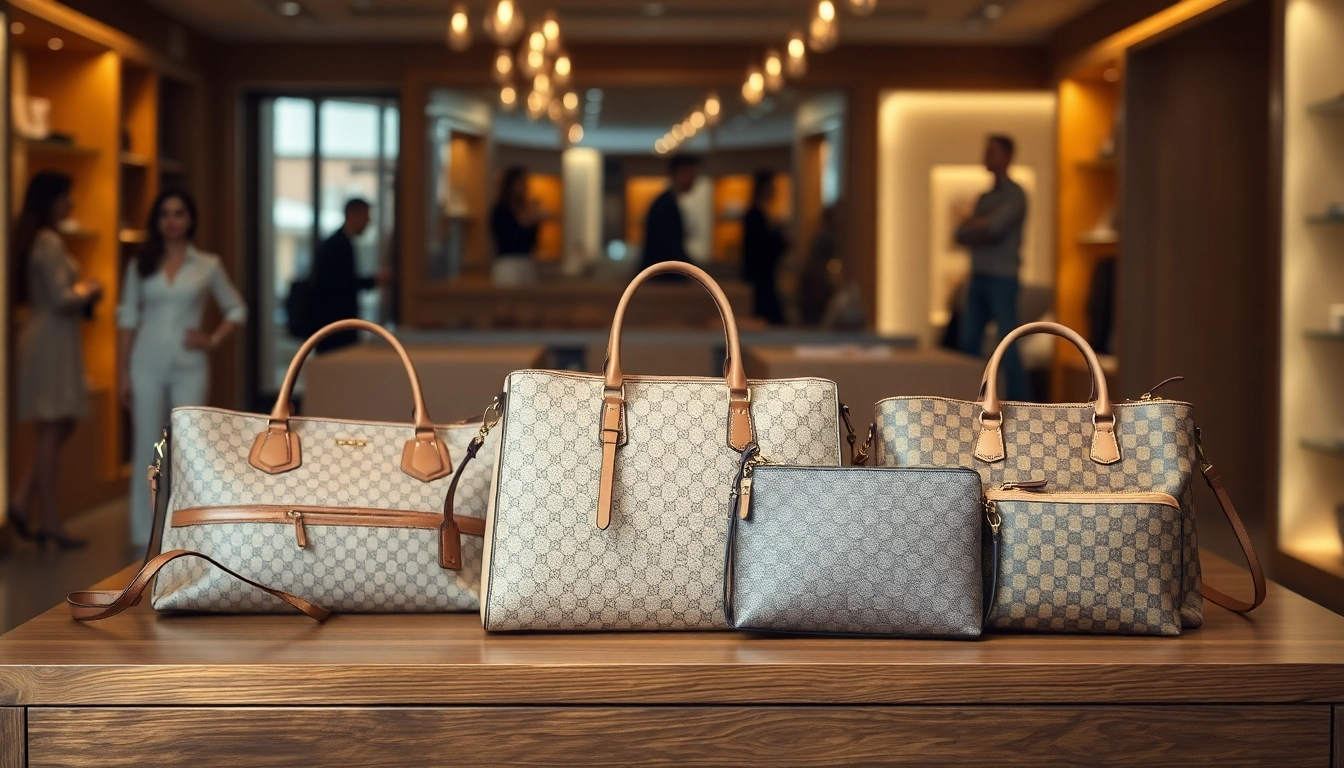 레플리카 가방이 고급 부티크에서 세련되게 전시된 모습