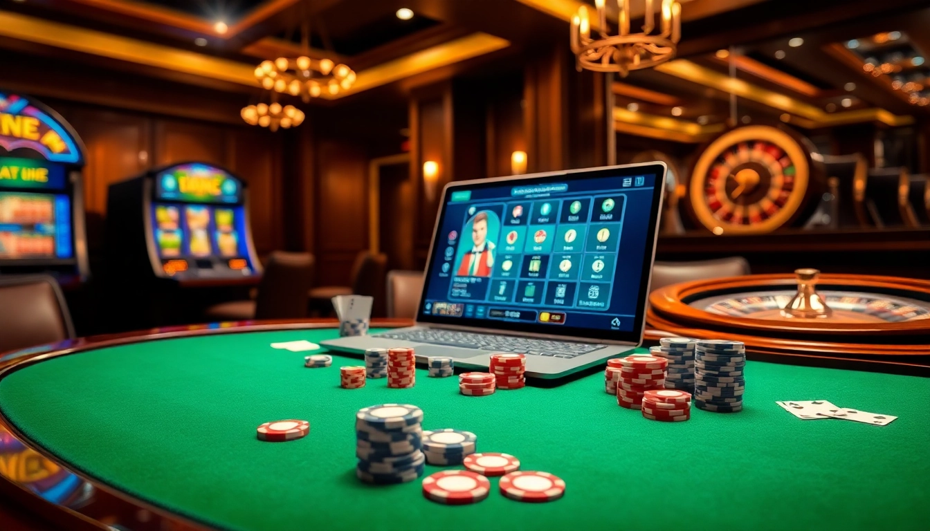 Experience Dominoqiu with an exciting online poker scene featuring vibrant casino elements.