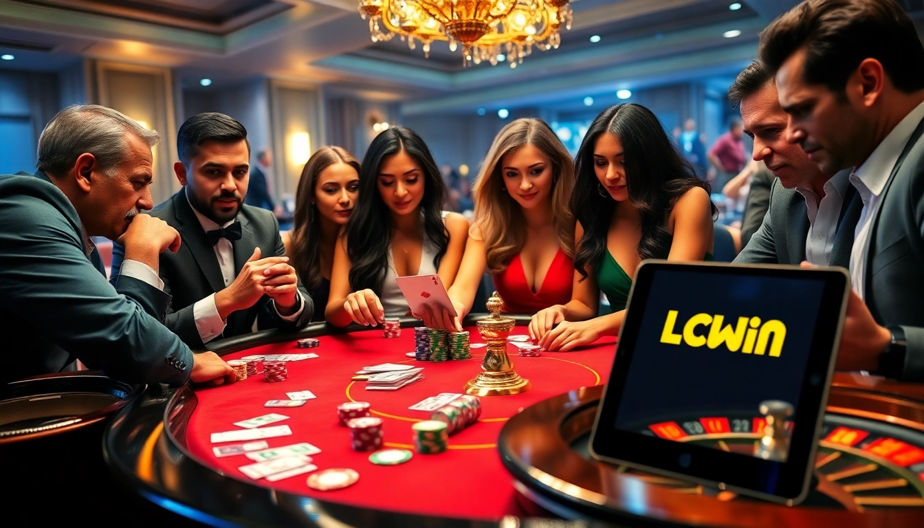 LC88 win excitement captured at a vibrant poker table with chips and cards in play.