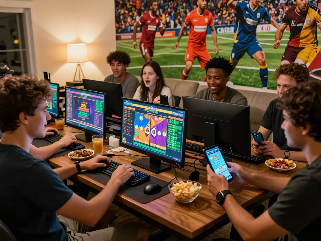 Exciting moment of friends playing lô đề online together, showcasing technology and fun.