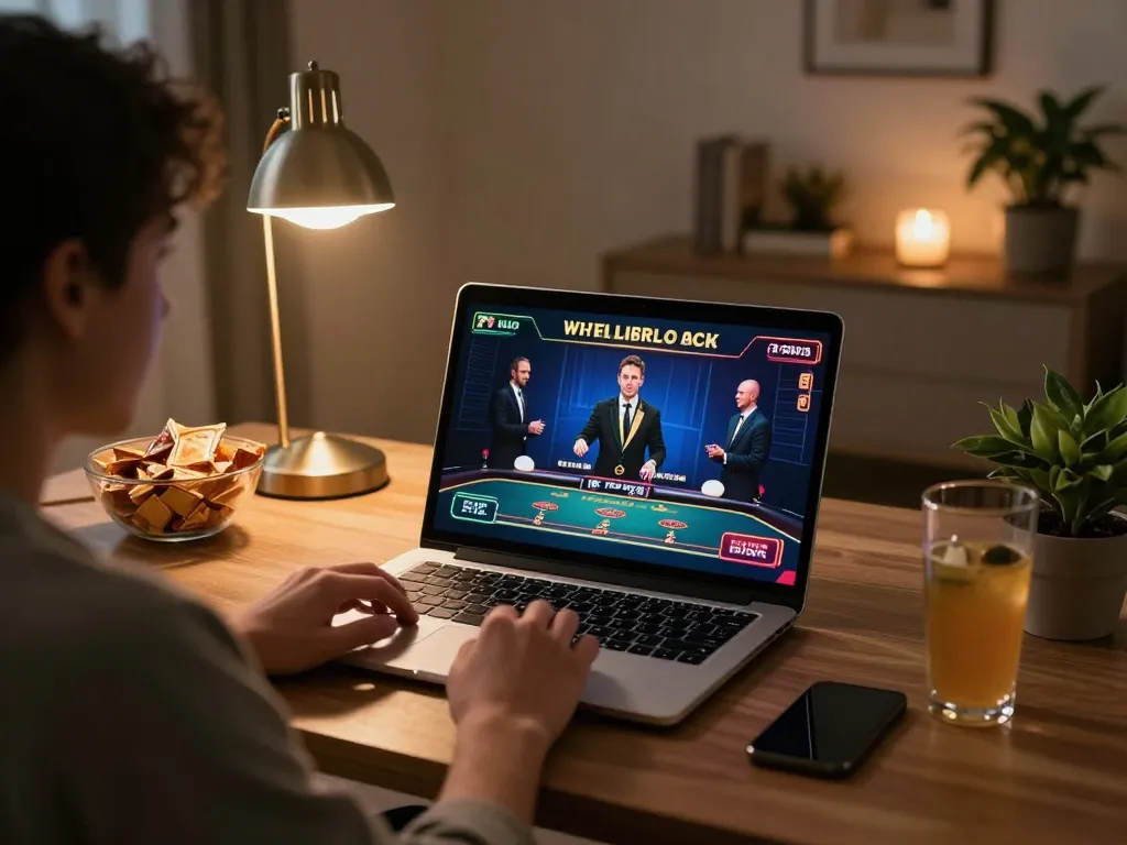 Interactive live casino gaming session on laptop showcasing nhà cái Net88 with full dealer engagement.