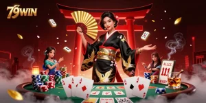 Experience the thrill of playing with 79WIN, a vibrant casino scene featuring dynamic poker gameplay.