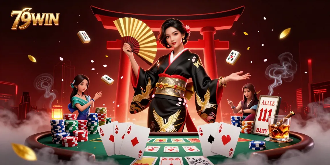 Experience the thrill of playing with 79WIN, a vibrant casino scene featuring dynamic poker gameplay.