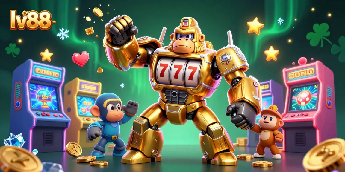 Engage in thrilling gameplay at lv88 with a lively 3D casino illustration featuring dynamic gaming elements.