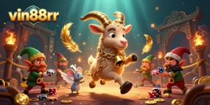 Spin and win at vin88rr in a lively casino scene with cartoon characters in action.