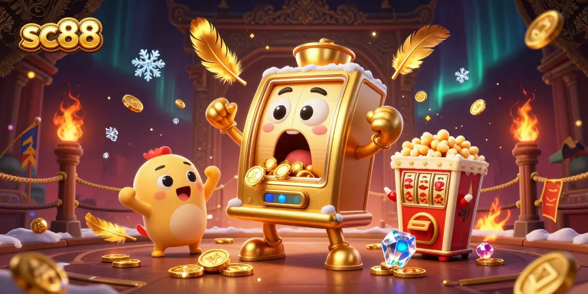 Play and win big with sc88 golden slot machines celebrating jackpots, vibrant casino theme.