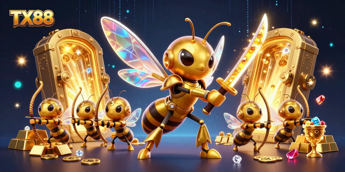 Players immerse in the TX88 online casino with golden treasures and dynamic gaming elements