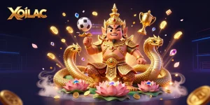 Experience XOILAC soccer betting excitement with a guardian and dynamic gold elements.