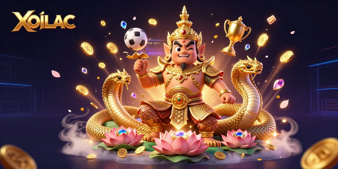 Experience XOILAC soccer betting excitement with a guardian and dynamic gold elements.