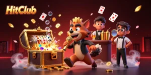 HitClub features lively hyenas in a vibrant 3D casino scene, engaging in comedy, bartending, and security.