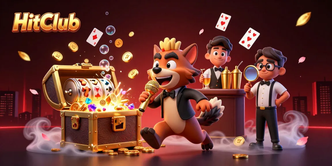 HitClub features lively hyenas in a vibrant 3D casino scene, engaging in comedy, bartending, and security.