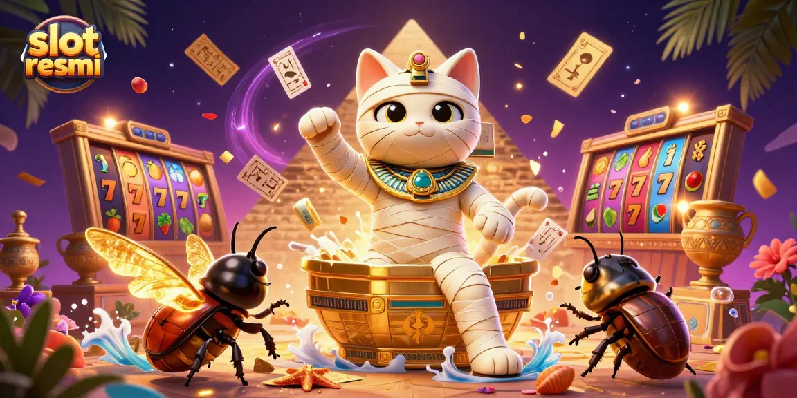 The vibrant scene showcases a captivating "slot resmi" theme with rich casino elements and animated characters.