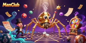 Engage with ManClub's exciting games as a golden spider crafts a web of prizes and surprises.