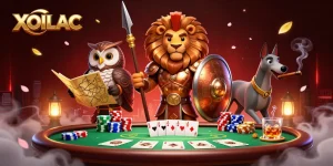 Experience thrilling bets with XOILAC's dynamic poker scene featuring iconic characters and vibrant casino elements.