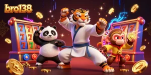 Engage in thrilling gameplay at bro138 with vibrant slot reels and lucky 7s in a dynamic casino scene.