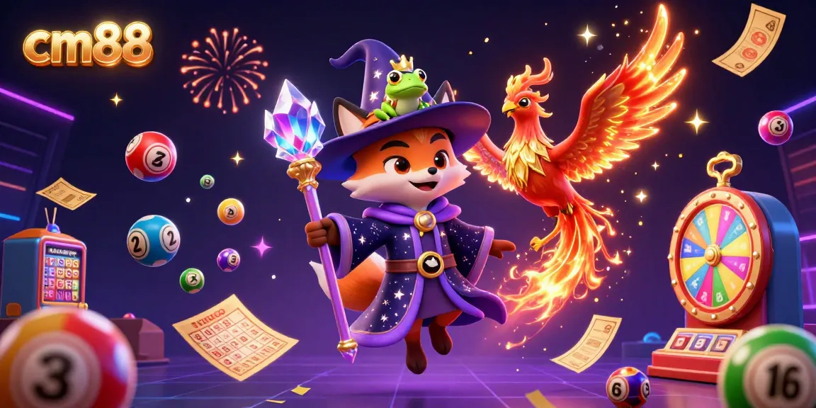 Experience thrilling moments at cm88 with a colorful dynamic casino scene filled with lottery excitement.