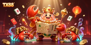 Experience thrilling gaming with TX88: a vibrant casino scene featuring a golden crab emperor.