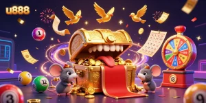 Engage with u888's exciting gaming experience featuring vibrant lottery elements and casino treasures.