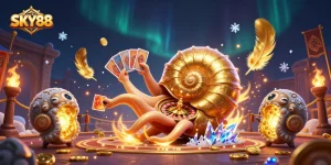 Experience thrilling gaming at SKY88 with vibrant casino characters and dynamic action.
