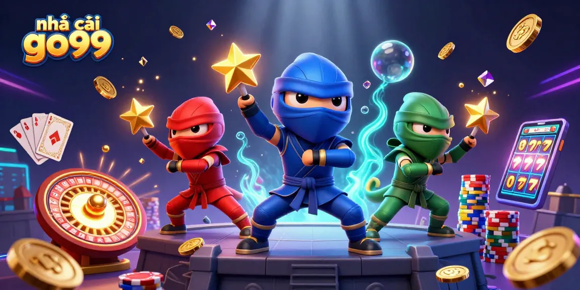 Experience dynamic gameplay with nhà cái go99 as ninja chameleons showcase martial arts in a vibrant casino scene.
