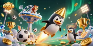 Experience thrilling adventures at 88CLB with the dynamic golden penguin and casino elements.