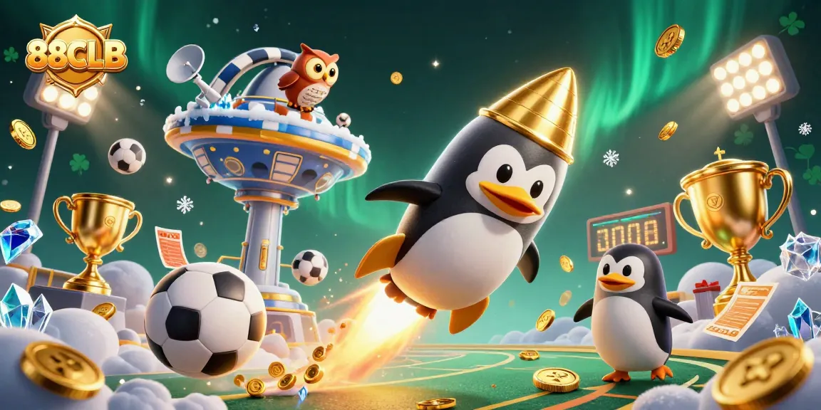 Experience thrilling adventures at 88CLB with the dynamic golden penguin and casino elements.