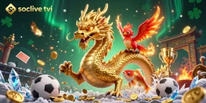 Join the excitement with Socolive tivi, watching thrilling sports betting action with a golden dragon.