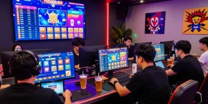 Engaged players enjoying online gaming experiences with rokok88 features in a vibrant digital environment.