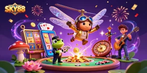 Boost your winnings at SKY88 with vibrant casino games and immersive 3D illustrations.