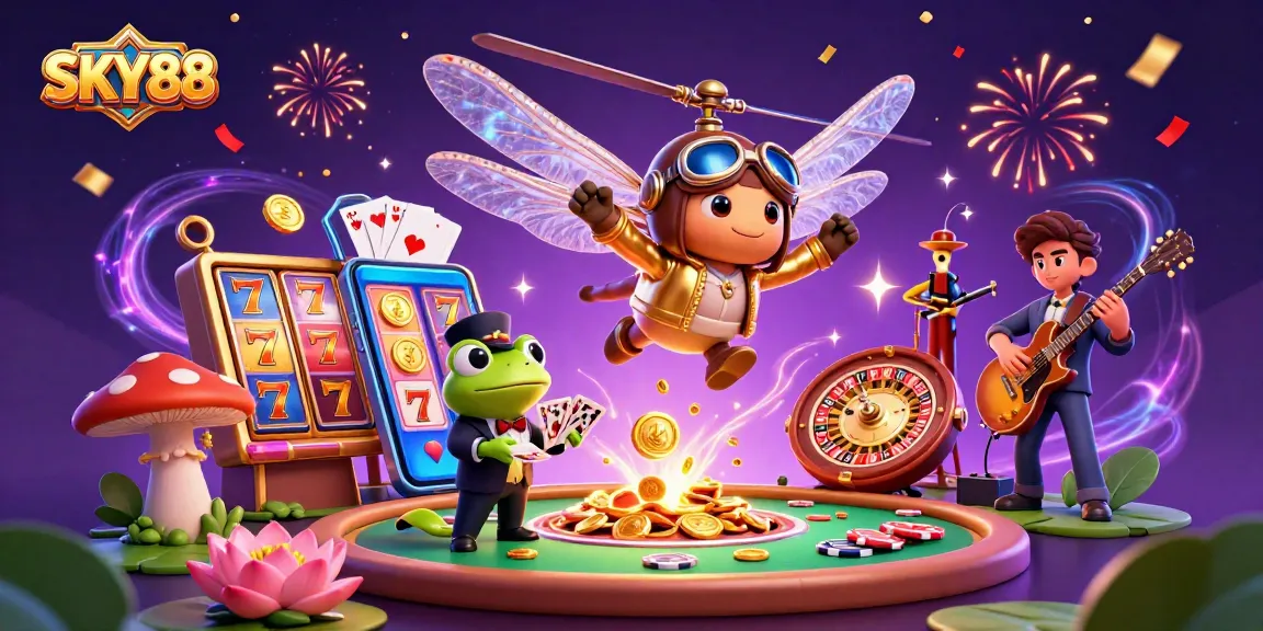 Boost your winnings at SKY88 with vibrant casino games and immersive 3D illustrations.