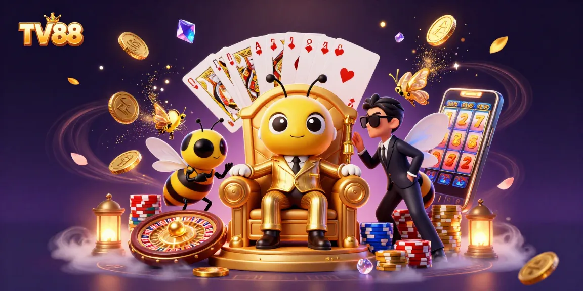 Experience thrilling gameplay at TV88 with cartoon casino characters in a vibrant setting.