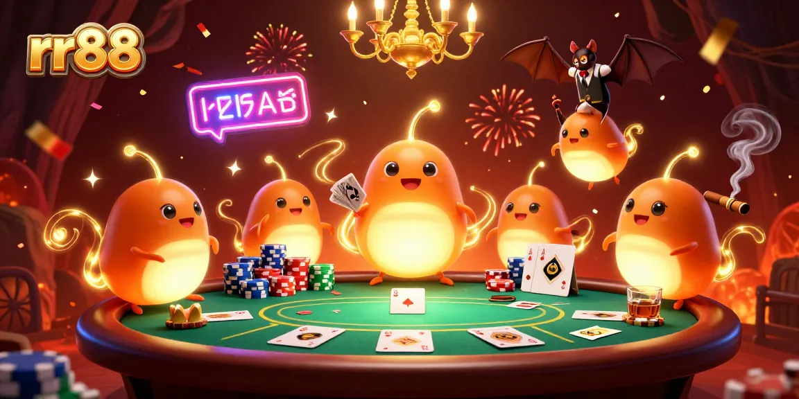 Experience top-tier poker action at rr88 with a lively casino scene illuminated by glowworms.
