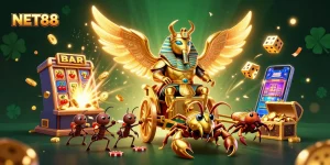 Experience thrilling gameplay with NET88 in a vibrant casino scene filled with action and excitement.