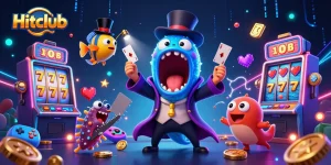 Hitclub engages players with vibrant slot machines and whimsical sea creatures in a casino environment.