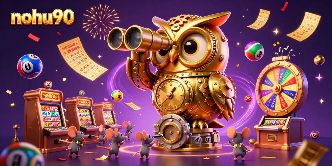Nohu90 players enjoy an exciting gaming experience amidst colorful lottery balls and dynamic casino elements.